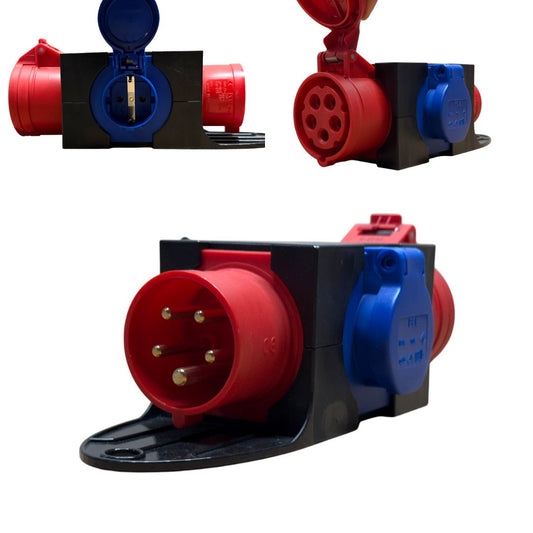 Kopp 129200002 CEE Kompaktverteiler CEE-Stecker 16 A / 2 Steckdosen und CEE-Steckdose 16 A
