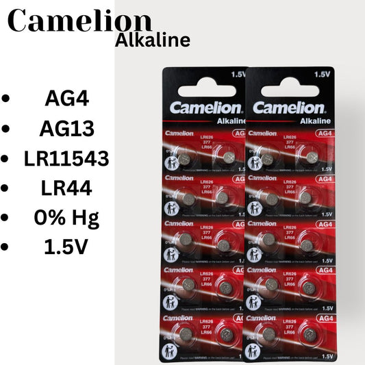 10x Camelion Alkaline 1.5V Knopfzelle – AG4 (LR66 377) ODER AG13 (LR44 357)
