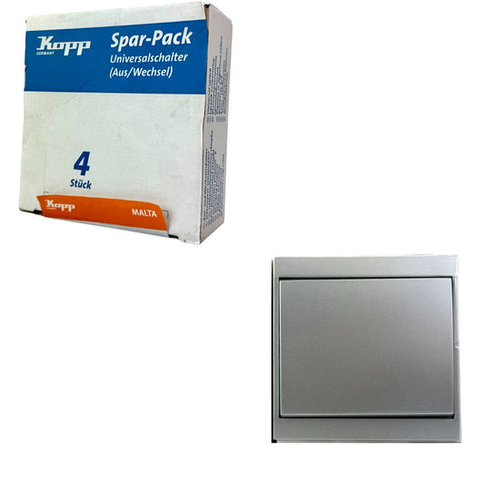 Kopp Malta Aus- und Wechselschalter Unterputz Silber 4er Pack