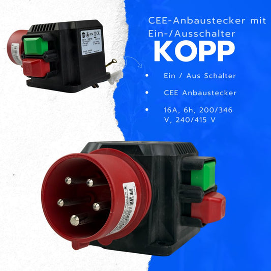 Kopp CEE-Anbaustecker mit Ein-/Ausschalter 16A 1732.0003.2 Plug