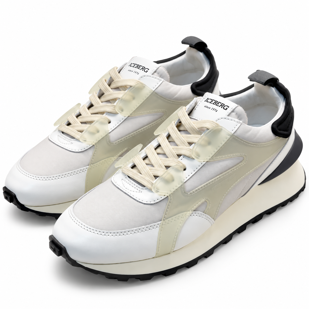 ICEBERG Herren Sneaker Weiß Beige Chunky Designer Schuhe