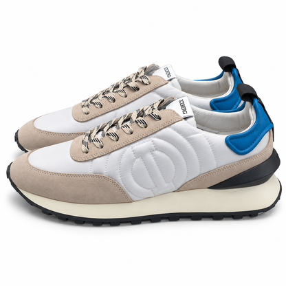 ICEBERG Herren Sneaker Gr. 42 Weiß Beige Blau Designer Schuhe Retro
