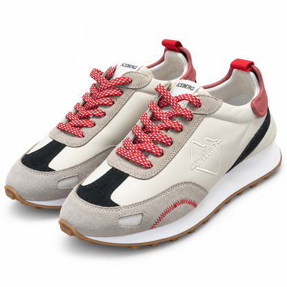 ICEBERG Herren Sneaker Gr. 42 Weiß Beige Schwarz Rot Designer Schuhe Retro