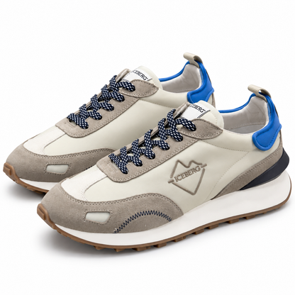 ICEBERG Herren Sneaker Schuhe Beige Grau Blau Freizeitschuhe