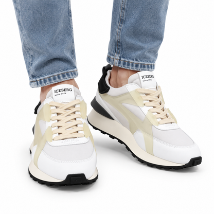 ICEBERG Herren Sneaker Weiß Beige Chunky Designer Schuhe