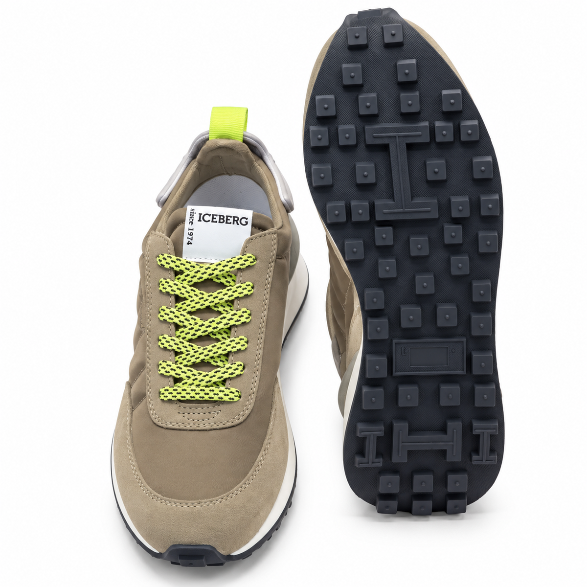 ICEBERG Herren Sneaker Khaki Grau Grün Freizeitschuhe Sportschuhe