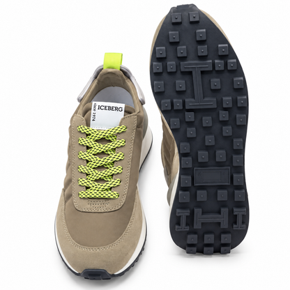 ICEBERG Herren Sneaker Khaki Grau Grün Freizeitschuhe Sportschuhe