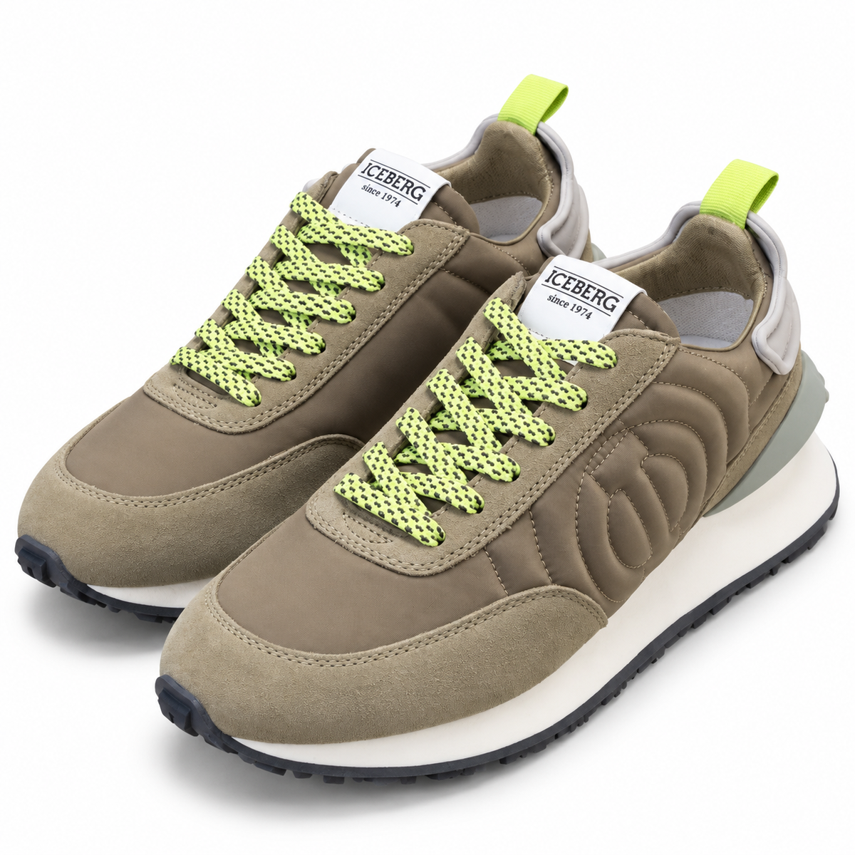 ICEBERG Herren Sneaker Khaki Grau Grün Freizeitschuhe Sportschuhe