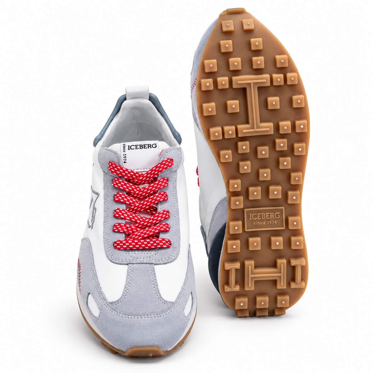 ICEBERG Sneaker Damen Herren Weiß Grau Rot Designer Schuhe