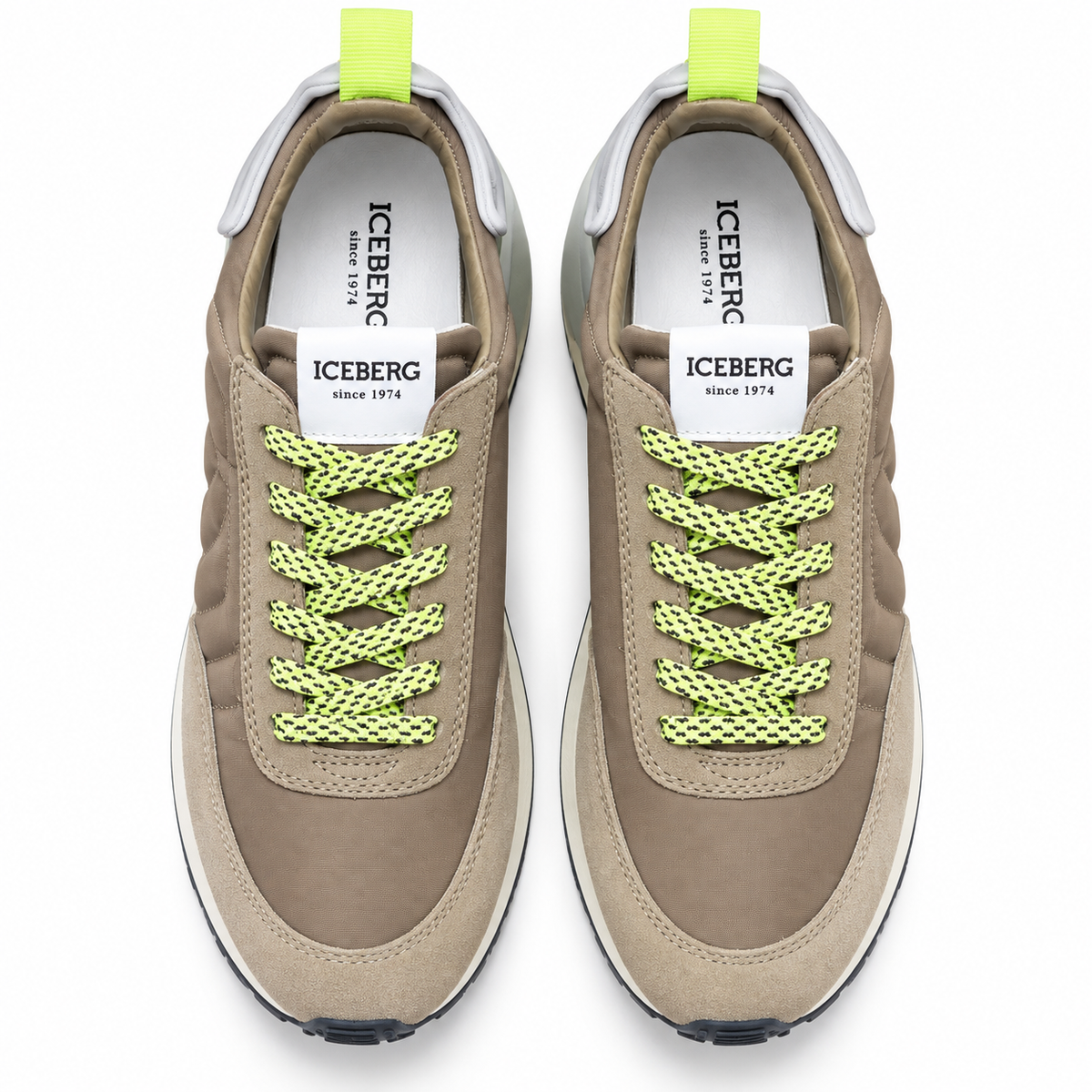 ICEBERG Herren Sneaker Khaki Grau Grün Freizeitschuhe Sportschuhe