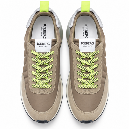 ICEBERG Herren Sneaker Khaki Grau Grün Freizeitschuhe Sportschuhe