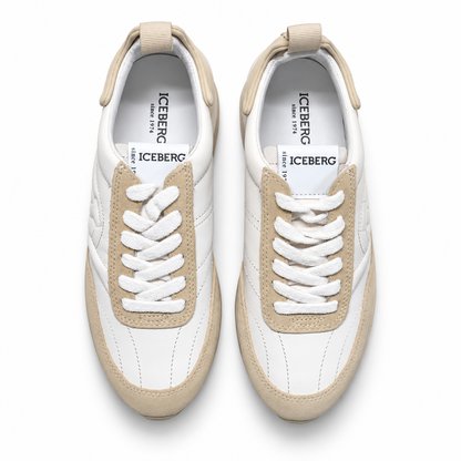 ICEBERG Damen Sneaker Gr. 37 Weiß Beige Designer Schuhe Low Top