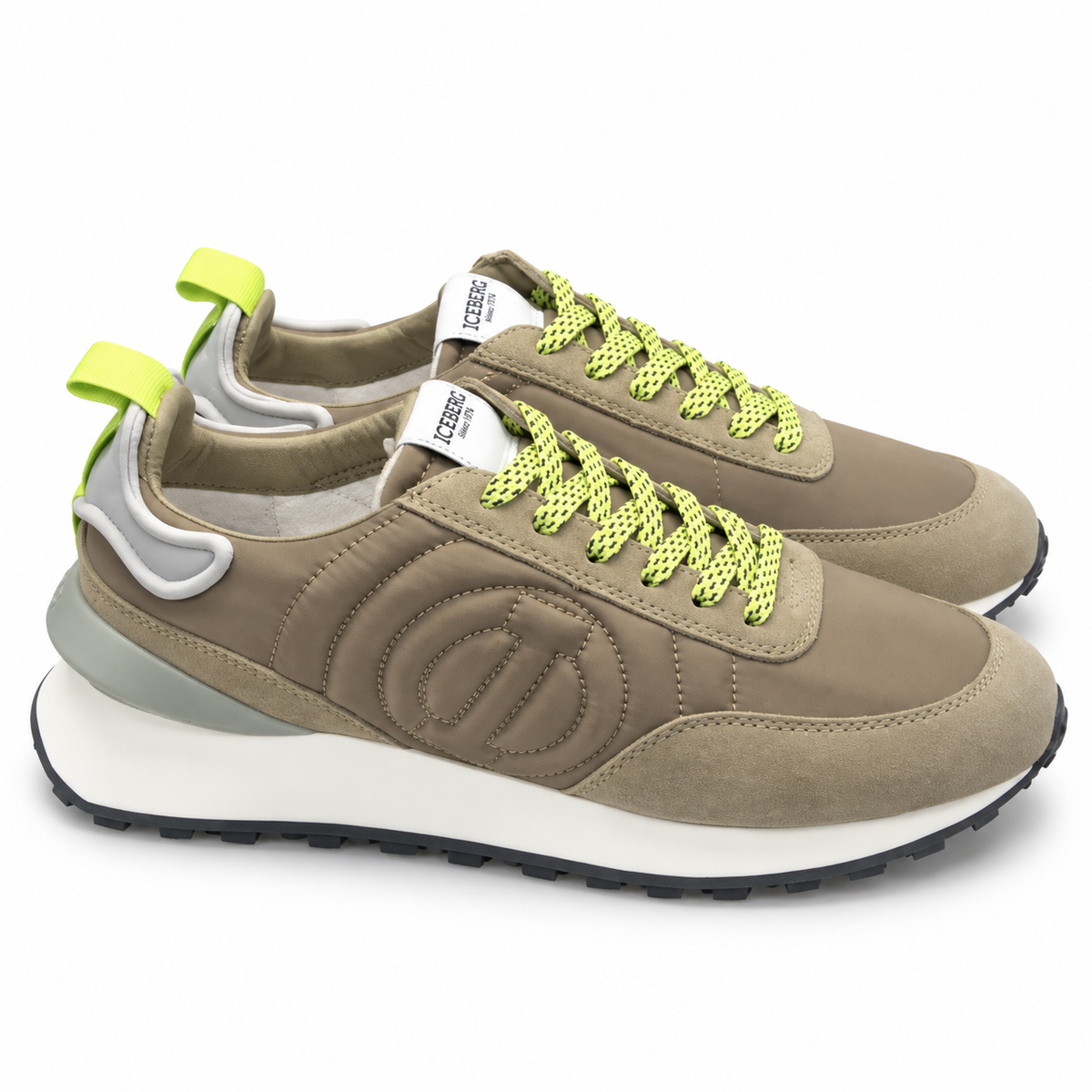 ICEBERG Herren Sneaker Khaki Grau Grün Freizeitschuhe Sportschuhe