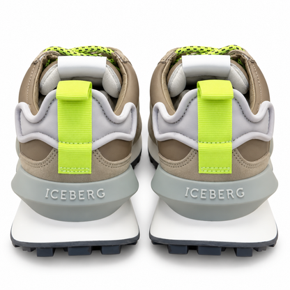 ICEBERG Herren Sneaker Khaki Grau Grün Freizeitschuhe Sportschuhe