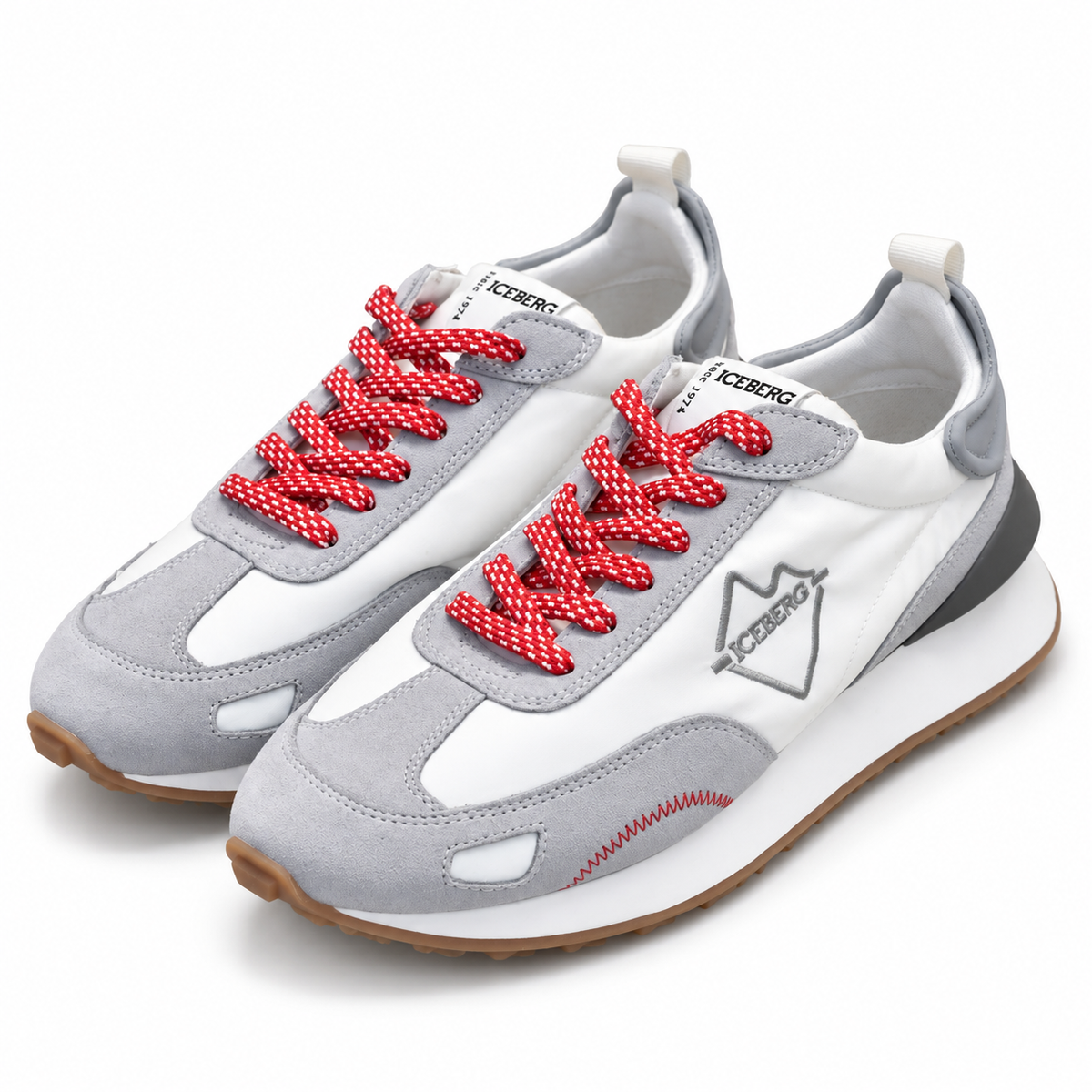 ICEBERG Sneaker Damen Herren Weiß Grau Rot Designer Schuhe
