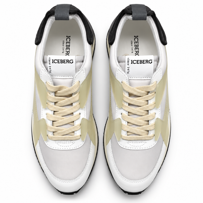 ICEBERG Herren Sneaker Weiß Beige Chunky Designer Schuhe