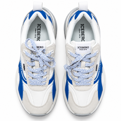 ICEBERG Damen Herren Sneaker Weiß Blau Chunky Turnschuhe