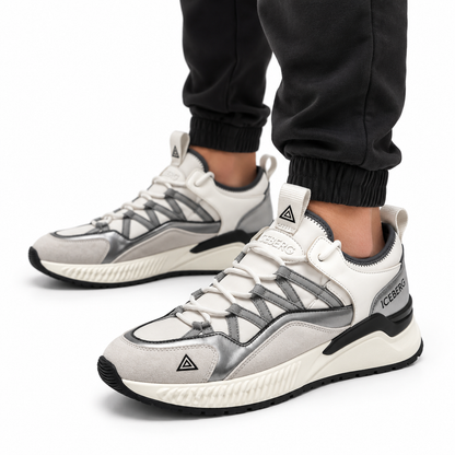 ICEBERG Herren Sneaker Gr. 42 Weiß Grau Silber Designer Schuhe Chunky