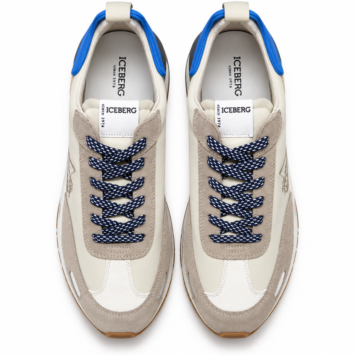 ICEBERG Herren Sneaker Schuhe Beige Grau Blau Freizeitschuhe
