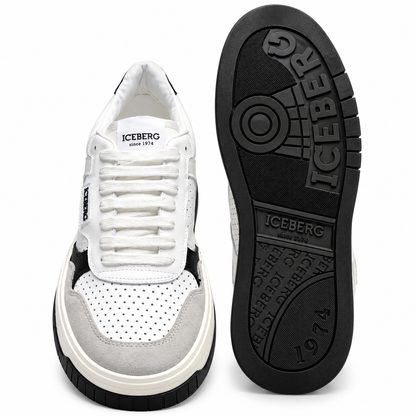 ICEBERG Sneaker Herren Damen Weiß Grau Schwarz Low Top Schuhe