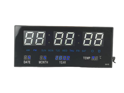 LED Wanduhr mit Timer Wecker Kalender 36x15cm