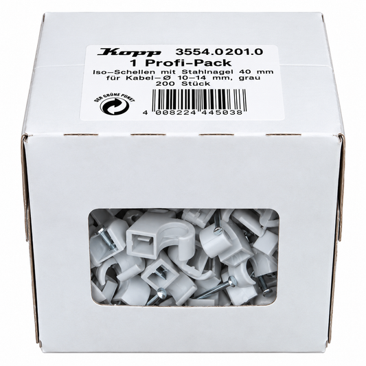 Kopp 200x ISO Nagelschellen 11-15 mm Kabelschellen Grau 30mm Stahlnagel