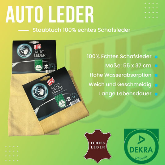 W5 Autoleder Fensterleder Staubtuch 100% Natur Schafsleder