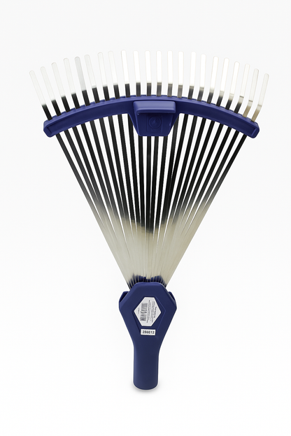 Laubbesen Garten 303764 – Verstellbarer Fächerbesen, 22 Metallzinken, Blau