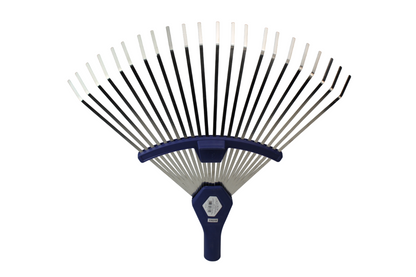 Laubbesen Garten 303764 – Verstellbarer Fächerbesen, 22 Metallzinken, Blau