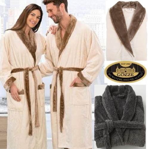 Gözze Bademantel Seiden-Feeling unisex Premium Qualität Komfort Damen Herren NEU
