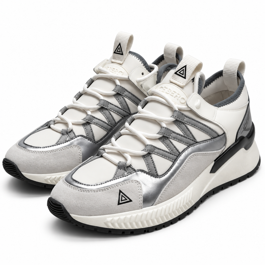 ICEBERG Herren Sneaker Gr. 42 Weiß Grau Silber Designer Schuhe Chunky