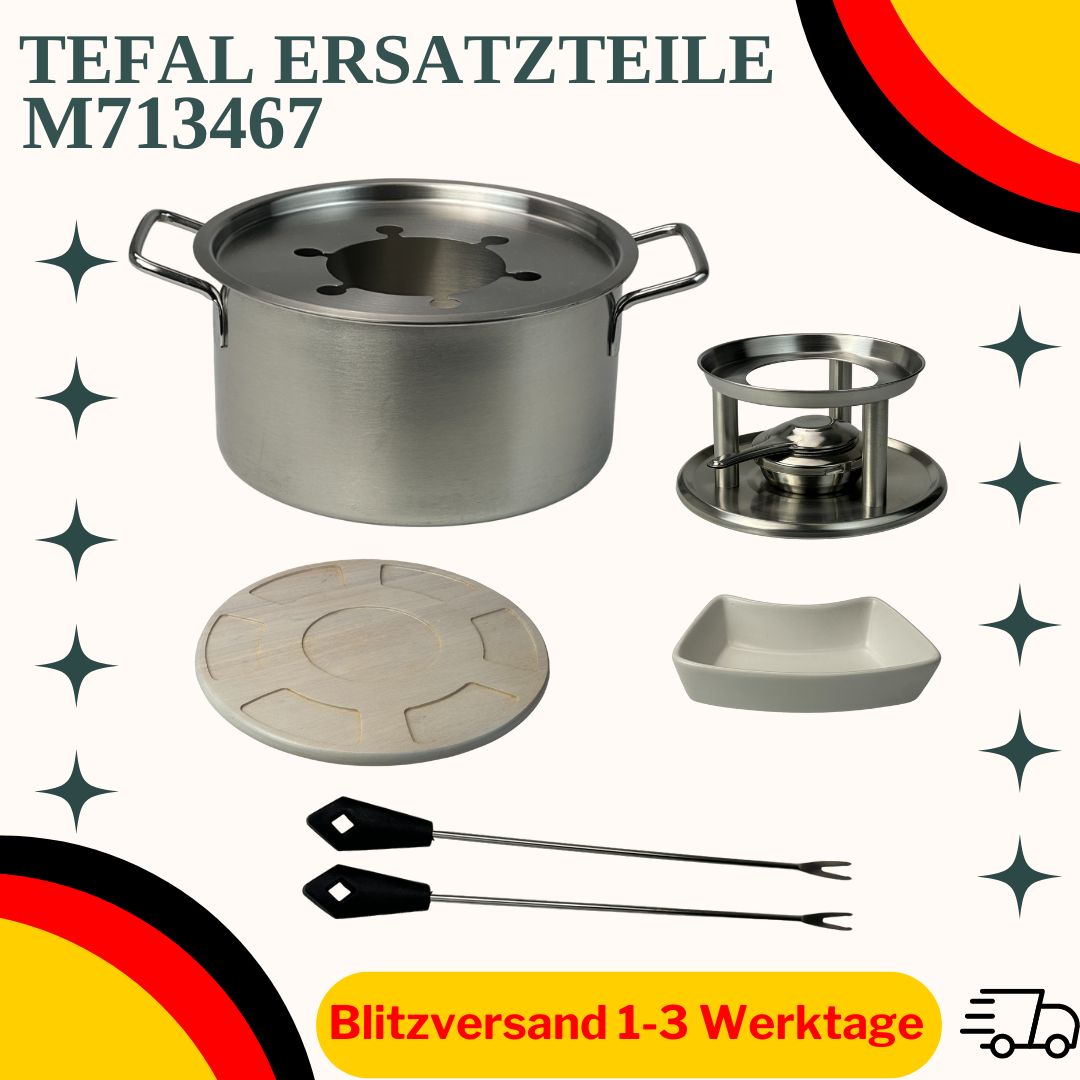 Le Chef Fondue Set Edelstahl mit Keramik Schüsseln & Drehbare Runde Platte