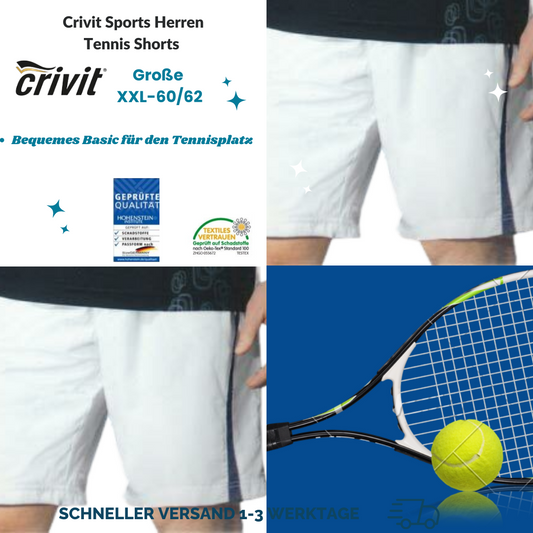 Herren Tennisshorts Tennishose Sporthose kurz Weiß