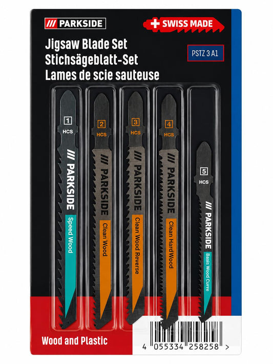 PARKSIDE® Stichsägeblatt-Set » PSTZ 3 A1«, 5-teilig
 Holz und Kunststoff