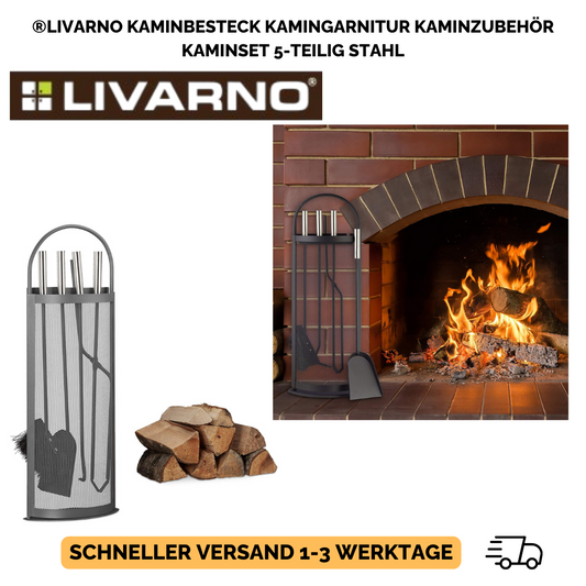 ®Livarno Kaminbesteck Kamingarnitur Kaminzubehör Kaminset 5-teilig Stahl