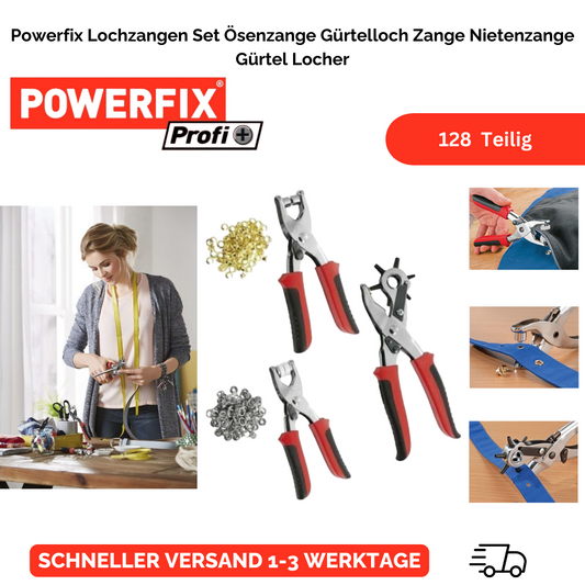 Powerfix Lochzangen Set Ösenzange Gürtelloch Zange Nietenzange Gürtel Locher