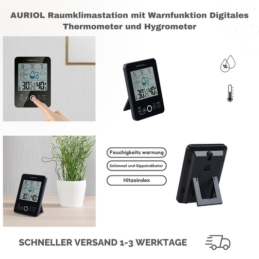 AURIOL Raumklimastation mit Warnfunktion Digitales Thermometer und Hygrometer