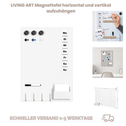 LIVING ART Magnettafel horizontal und vertikal aufzuhängen