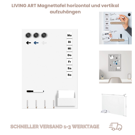 LIVING ART Magnettafel horizontal und vertikal aufzuhängen