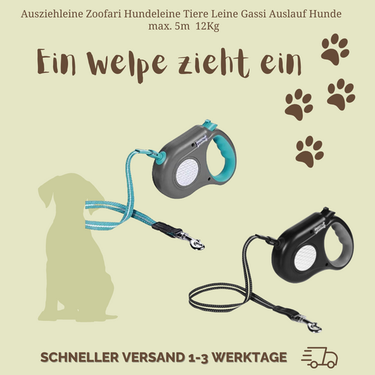 Ausziehleine Zoofari Hundeleine Tiere Leine Gassi Auslauf  Hunde Bis max.  5m  12Kg