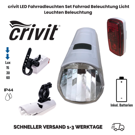 Crivit LED Fahrradleuchten Set Fahrrad Beleuchtung Licht Leuchten Beleuchtung