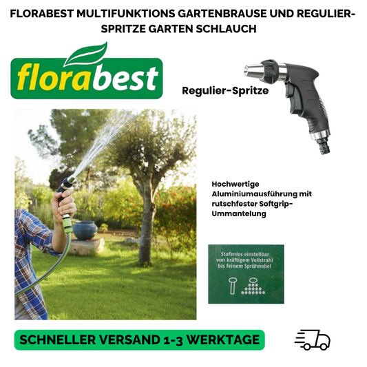 Florabest Multifunktions Gartenbrause und Regulier-Spritze Garten Schlauch