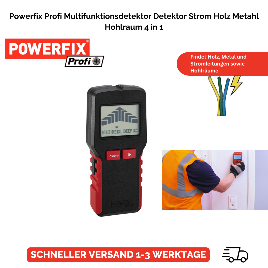 Powerfix Profi Multifunktionsdetektor Detektor Strom Holz Metahl Hohlraum 4 in 1