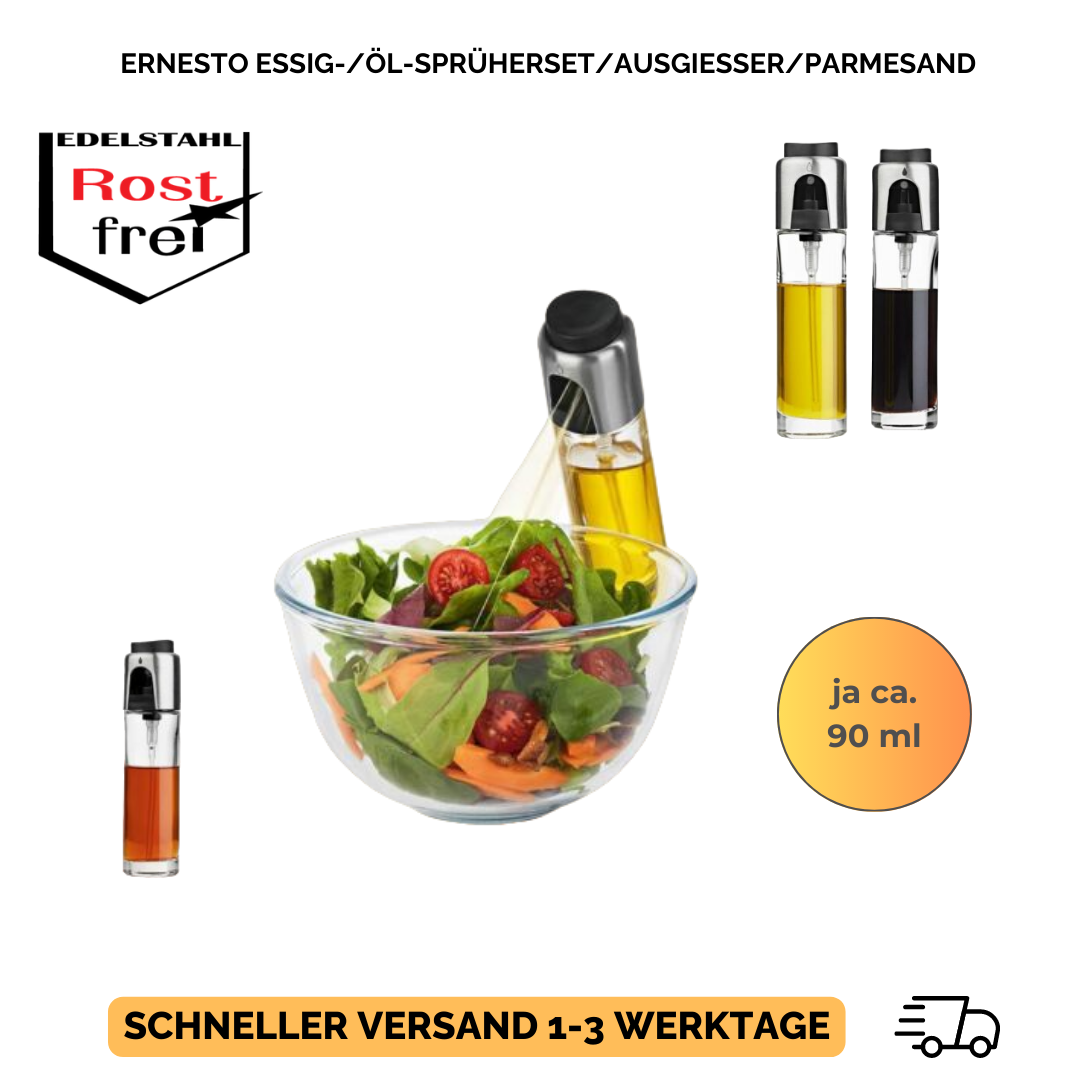 ERNESTO Essig-/Öl-Sprüherset/Ausgießer/Parmesand