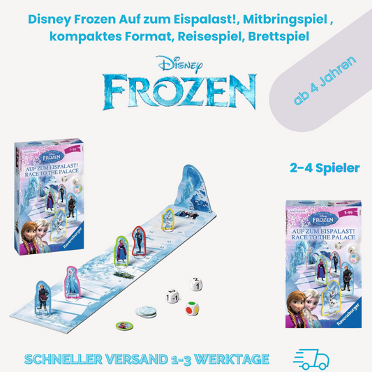 Disney Frozen Auf zum Eispalast!, Mitbringspiel , kompaktes Format, Reisespiel, Brettspiel