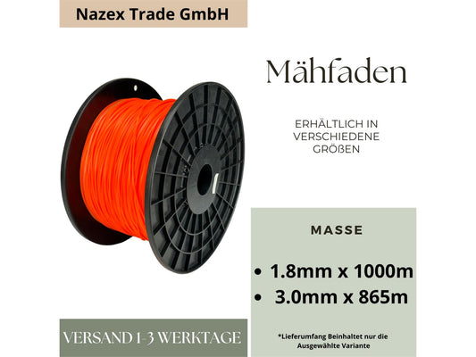 Mähfaden Kabel Freischneider Orange Vierkantkabel