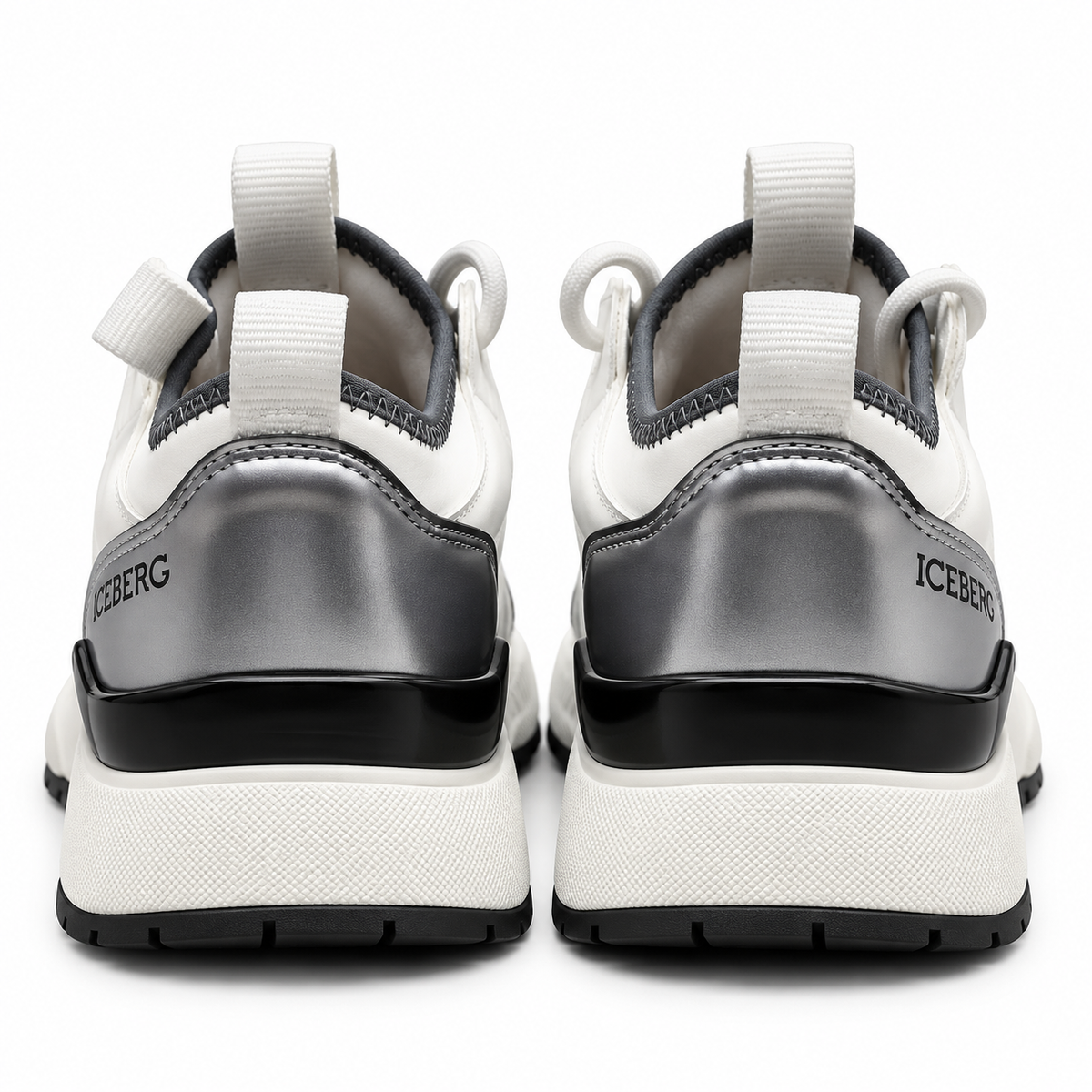 ICEBERG Herren Sneaker Gr. 42 Weiß Grau Silber Designer Schuhe Chunky