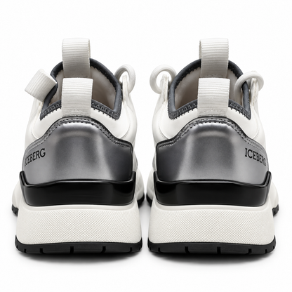 ICEBERG Herren Sneaker Gr. 42 Weiß Grau Silber Designer Schuhe Chunky