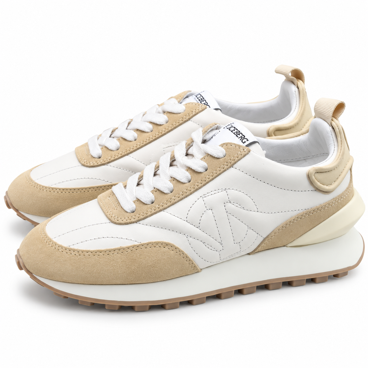 ICEBERG Damen Sneaker Gr. 37 Weiß Beige Designer Schuhe Low Top