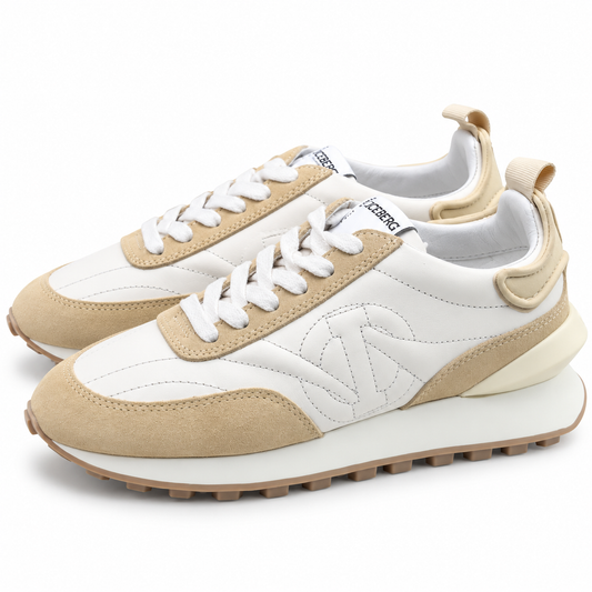 ICEBERG Damen Sneaker Gr. 37 Weiß Beige Designer Schuhe Low Top
